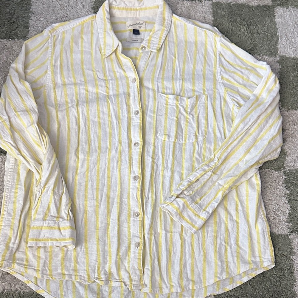 Universal Thread Striped Women's Button Up Shirt, Size L